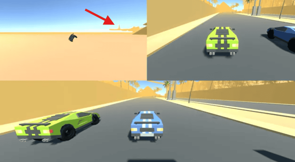 Arrow showing the secret map off in the distance in Egypt Highway