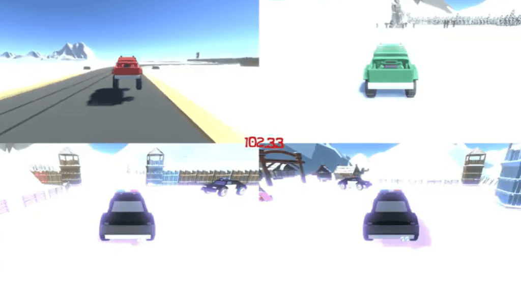 Red truck is on the secret map in the snow level of Racing Bros